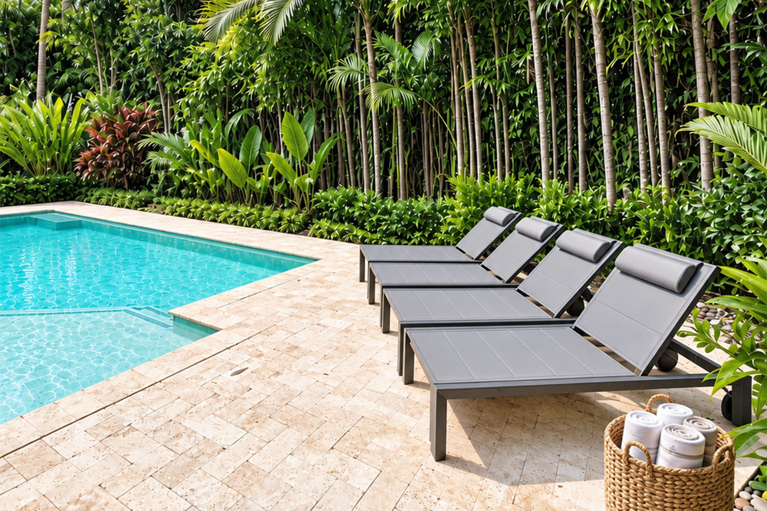 Cali Padded Sling Chaise with headrest and wheels